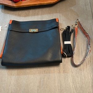 🆕 black and brown color block purse/tote with two strap options